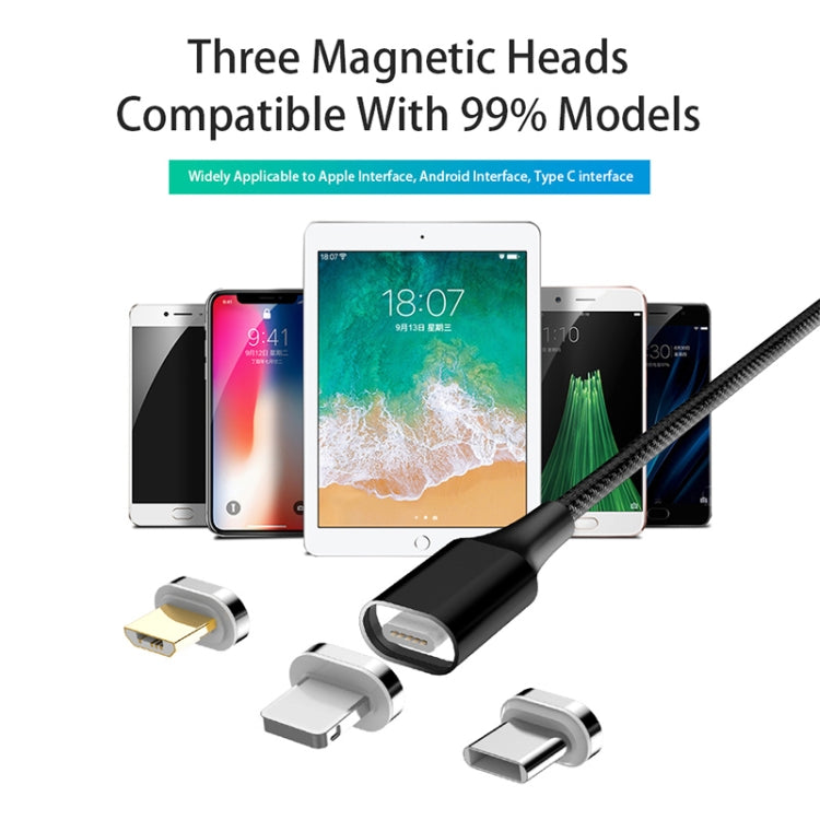 M11 3 in 1 3A USB to 8 Pin + Micro USB + USB-C / Type-C Nylon Braided Magnetic Data Cable, Cable Length: 2m (Red) - Charging Cable & Head by PMC TechLife | Online Shopping South Africa | PMC TechLife