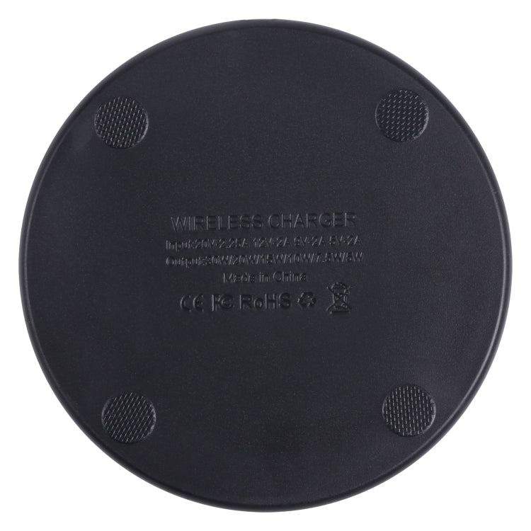 10W QI Plaid Pattern Round Plastic Wireless Charger (Black) - Wireless Charger by PMC Jewellery | Online Shopping South Africa | PMC Jewellery