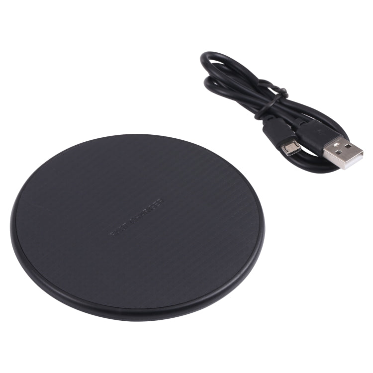 10W QI Plaid Pattern Round Plastic Wireless Charger (Black) - Wireless Charger by PMC Jewellery | Online Shopping South Africa | PMC Jewellery