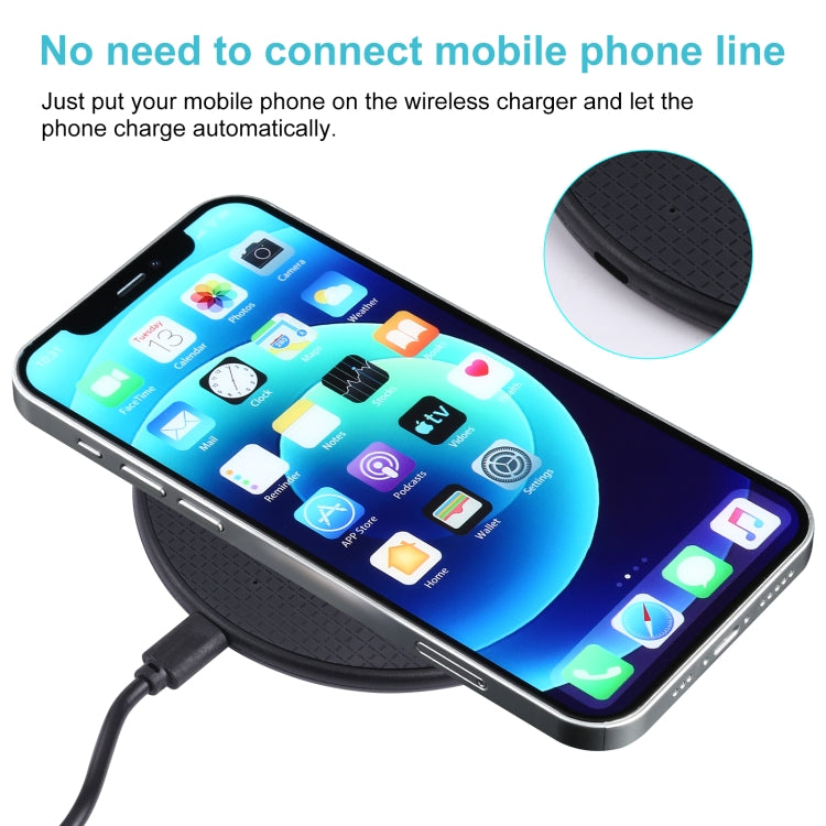 10W QI Plaid Pattern Round Plastic Wireless Charger (Black) - Wireless Charger by PMC Jewellery | Online Shopping South Africa | PMC Jewellery