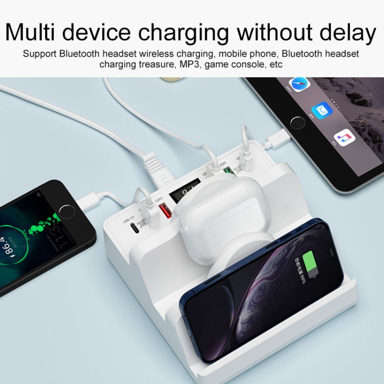 F6 Multifunctional Dual Wireless Charger with Phone Holder & Current Display, UK Plug - Wireless Charger by PMC Jewellery | Online Shopping South Africa | PMC Jewellery