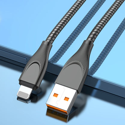 ADC-009 USB to 8 Pin Zinc Alloy Hose Fast Charging Data Cable, Cable Length: 1m (Gun Metal) - Normal Style Cable by PMC Jewellery | Online Shopping South Africa | PMC Jewellery