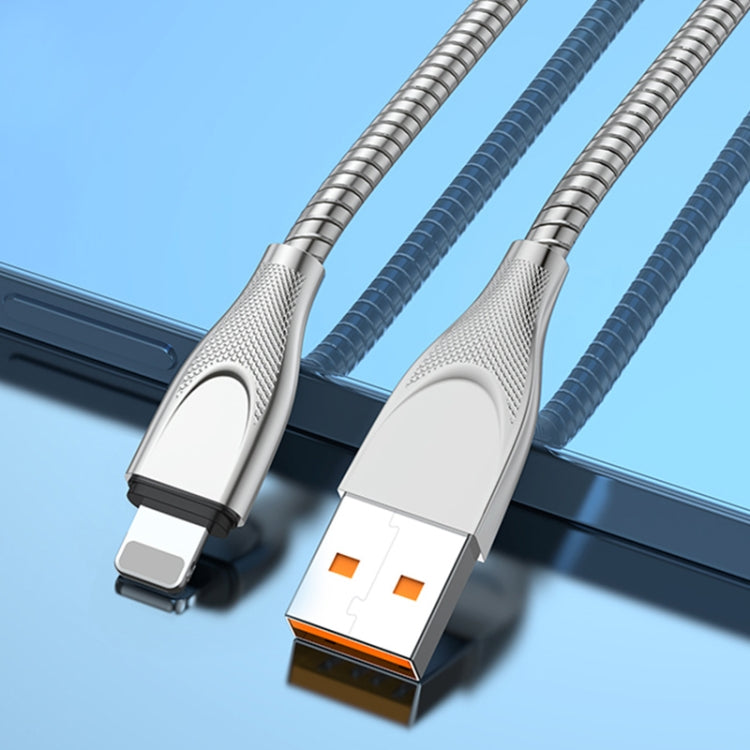 ADC-009 USB to 8 Pin Zinc Alloy Hose Fast Charging Data Cable, Cable Length: 1m (Silver) - Normal Style Cable by PMC TechLife | Online Shopping South Africa | PMC TechLife