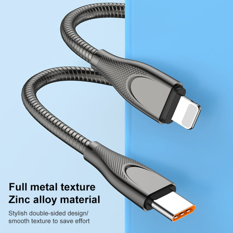 ADC-009 USB to 8 Pin Zinc Alloy Hose Fast Charging Data Cable, Cable Length: 1m (Silver) - Normal Style Cable by PMC TechLife | Online Shopping South Africa | PMC TechLife