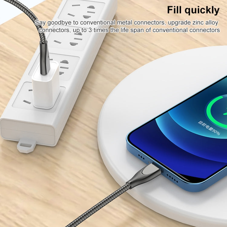 ADC-009 USB to 8 Pin Zinc Alloy Hose Fast Charging Data Cable, Cable Length: 1m (Silver) - Normal Style Cable by PMC TechLife | Online Shopping South Africa | PMC TechLife