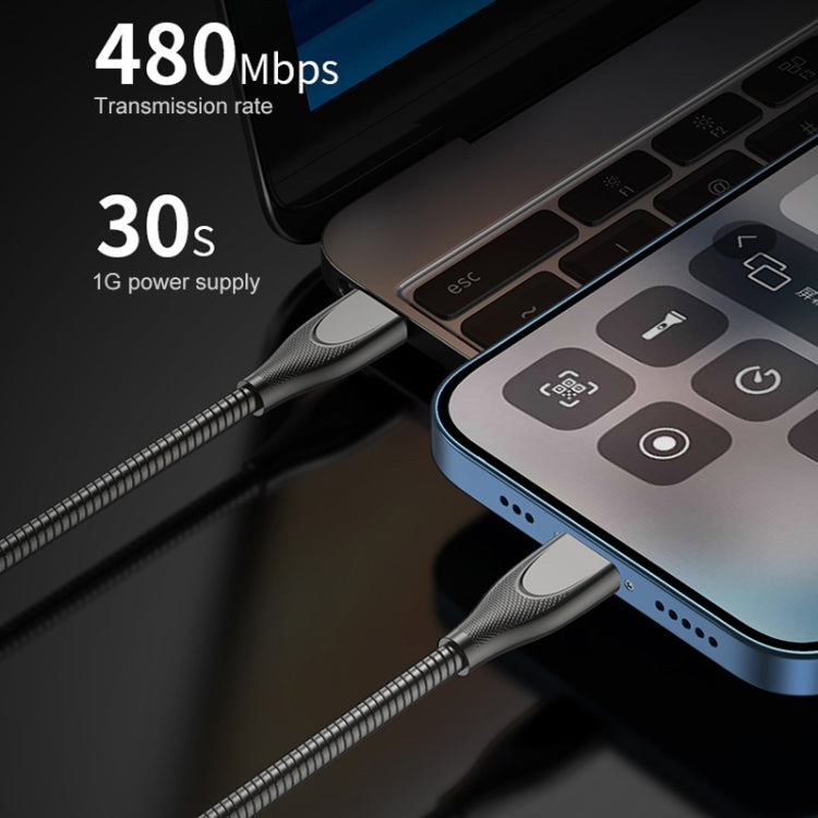 ADC-009 USB to 8 Pin Zinc Alloy Hose Fast Charging Data Cable, Cable Length: 1m (Silver) - Normal Style Cable by PMC TechLife | Online Shopping South Africa | PMC TechLife