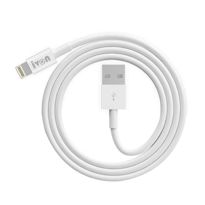 IVON CA70 8 Pin Fast Charging Data Cable, Length: 2m (White) - Normal Style Cable by IVON | Online Shopping South Africa | PMC Jewellery | Buy Now Pay Later Mobicred