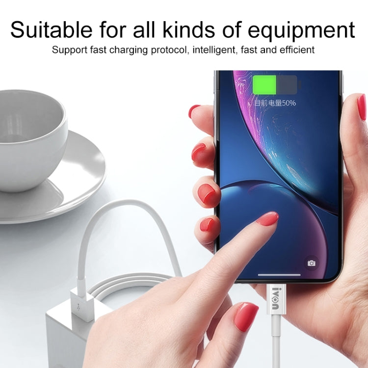 IVON CA70 8 Pin Fast Charging Data Cable, Length: 2m (White) - Normal Style Cable by IVON | Online Shopping South Africa | PMC TechLife | Buy Now Pay Later Mobicred