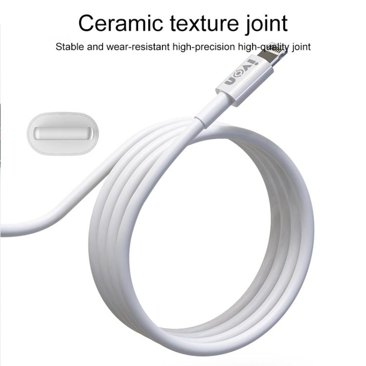 IVON CA70 8 Pin Fast Charging Data Cable, Length: 2m (White) - Normal Style Cable by IVON | Online Shopping South Africa | PMC Jewellery | Buy Now Pay Later Mobicred