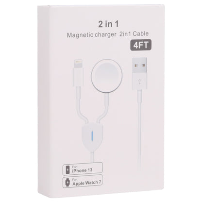 2 in 1 USB to 8 Pin + + Magnetic Watch Wireless Charger Data Cable, Cable Length: 1.2m - 2 in 1 Cable by PMC Jewellery | Online Shopping South Africa | PMC Jewellery