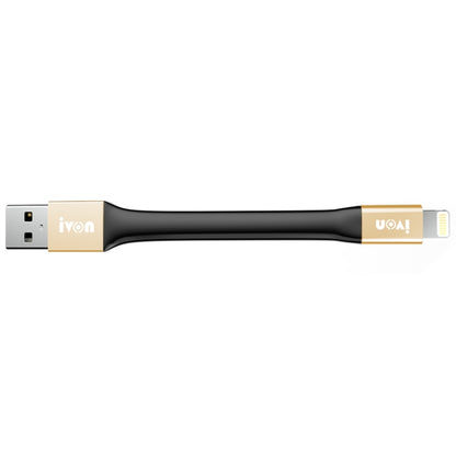 IVON CA90 2.4A USB to 8 Pin Portable Data Cable with Ring, Length: 14.5cm(Champagne Gold) - Normal Style Cable by IVON | Online Shopping South Africa | PMC Jewellery