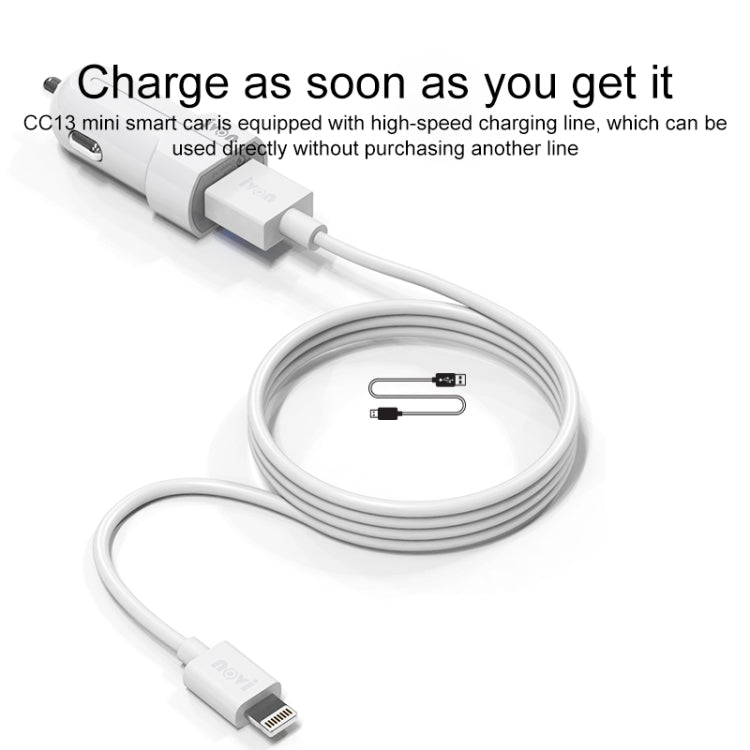 IVON CC13 QC 3.0 Fast Charging Car Charger Set with Type-C / USB-C Charging Cable (White) - Car Charger by IVON | Online Shopping South Africa | PMC Jewellery