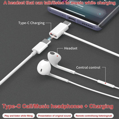 JBC-193 USB-C / Type-C Wired Control Earphone with USB-C / Type-C Interface Adapter, Support Charging / Calling - Type-C Earphone by PMC Jewellery | Online Shopping South Africa | PMC Jewellery