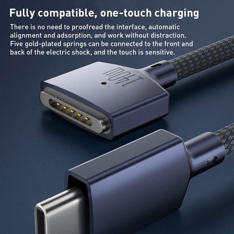 140W USB-C / Type-C to MagSafe 3 Nylon Braided Magnetic Charging Cable, Length: 2m (Blue) - free shipping - PMC TechLife - Order now!