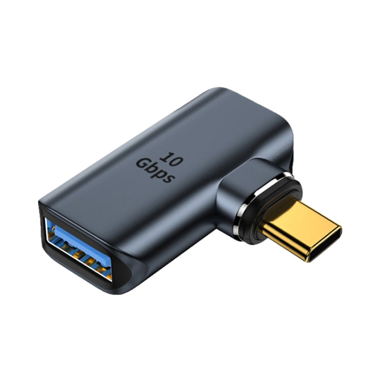 10 Gbps USB Female to USB-C/Type-C Male Magnetic Side Bend Charging Adapter (Grey) - Converter & Adapter by PMC TechLife | Online Shopping South Africa | PMC TechLife