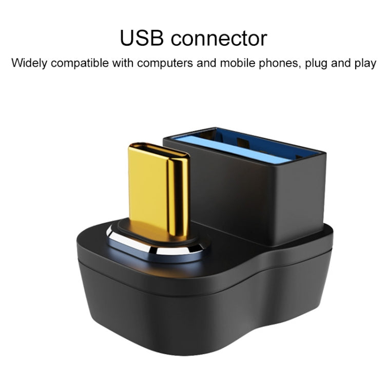 10 Gbps USB Female to USB-C/Type-C Male Magnetic Side Bend Charging Adapter (Silver) - Converter & Adapter by PMC TechLife | Online Shopping South Africa | PMC TechLife