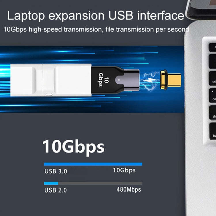 10 Gbps USB Female to USB-C/Type-C Male Magnetic Side Bend Charging Adapter (Silver) - Converter & Adapter by PMC TechLife | Online Shopping South Africa | PMC TechLife