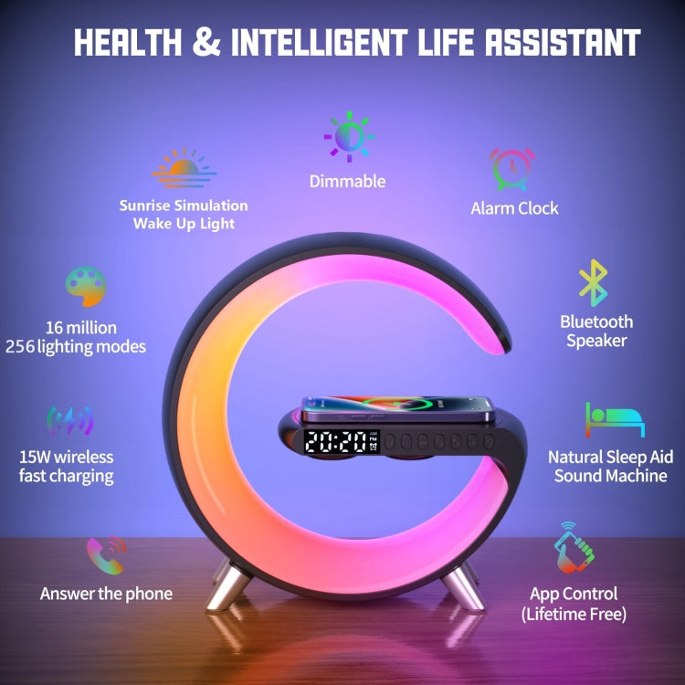 N69 Smart Bluetooth Speaker Support Wireless Charger & Alarm Clock & Ambient Light, EU Plug (White) - Desktop Speaker by PMC TechLife | Online Shopping South Africa | PMC TechLife