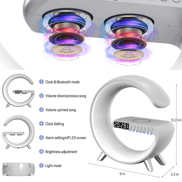 N69 Smart Bluetooth Speaker Support Wireless Charger & Alarm Clock & Ambient Light, EU Plug (White) - Desktop Speaker by PMC TechLife | Online Shopping South Africa | PMC TechLife