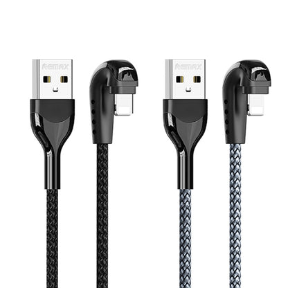 REMAX RC-177i Heymanba II 2.1A USB to 8 Pin 180 Degrees Elbow Zinc Alloy Braided Gaming Data Cable, Cable Length: 1m(Silver) - Normal Style Cable by REMAX | Online Shopping South Africa | PMC Jewellery