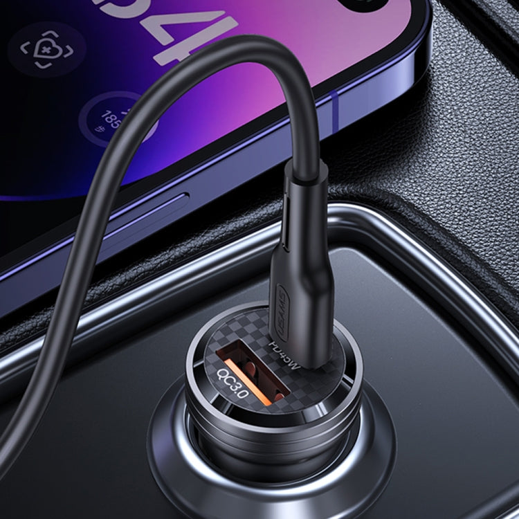 USAMS US-CC175 C35 45W Aluminum Alloy Transparent Dual USB Port Mini Car Charger (Purple) - Car Charger by USAMS | Online Shopping South Africa | PMC Jewellery