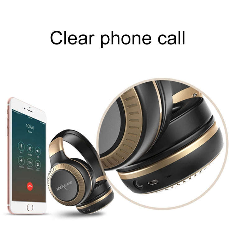 ZEALOT B20 Stereo Wired Wireless Bluetooth 4.0 Subwoofer Headset with 3.5mm Universal Audio Cable Jack & HD Microphone, For Mobile Phones & Tablets & Laptops(Gold) - Headset & Headphone by ZEALOT | Online Shopping South Africa | PMC Jewellery