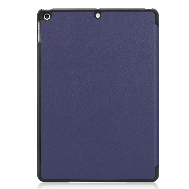 For iPad 10.2 Custer Texture Horizontal Flip Smart PU Leather Case with Sleep / Wake-up Function & Three-folding Holder (Dark Blue) - iPad 10.2 Cases by PMC Jewellery | Online Shopping South Africa | PMC Jewellery