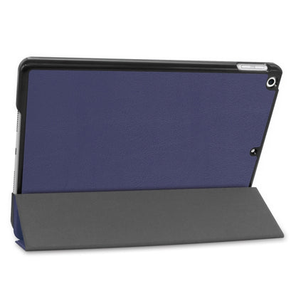 For iPad 10.2 Custer Texture Horizontal Flip Smart PU Leather Case with Sleep / Wake-up Function & Three-folding Holder (Dark Blue) - iPad 10.2 Cases by PMC Jewellery | Online Shopping South Africa | PMC Jewellery