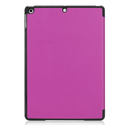 For iPad 10.2 Custer Texture Horizontal Flip Smart PU Leather Case with Sleep / Wake-up Function & Three-folding Holder (Purple) - iPad 10.2 Cases by PMC Jewellery | Online Shopping South Africa | PMC Jewellery