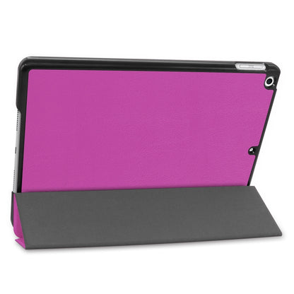 For iPad 10.2 Custer Texture Horizontal Flip Smart PU Leather Case with Sleep / Wake-up Function & Three-folding Holder (Purple) - iPad 10.2 Cases by PMC Jewellery | Online Shopping South Africa | PMC Jewellery