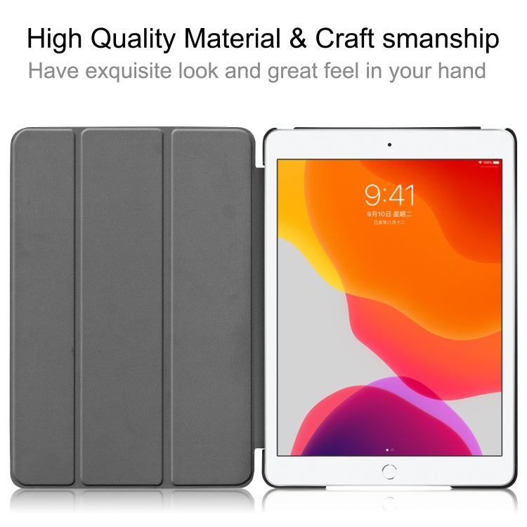 For iPad 10.2 Custer Texture Horizontal Flip Smart PU Leather Case with Sleep / Wake-up Function & Three-folding Holder (Purple) - iPad 10.2 Cases by PMC TechLife | Online Shopping South Africa | PMC TechLife