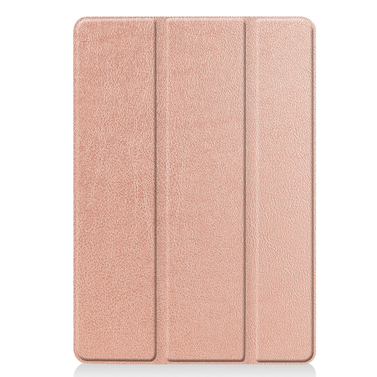 For iPad 10.2 Custer Texture Horizontal Flip Smart PU Leather Case with Sleep / Wake-up Function & Three-folding Holder (Rose Gold) - iPad 10.2 Cases by PMC Jewellery | Online Shopping South Africa | PMC Jewellery