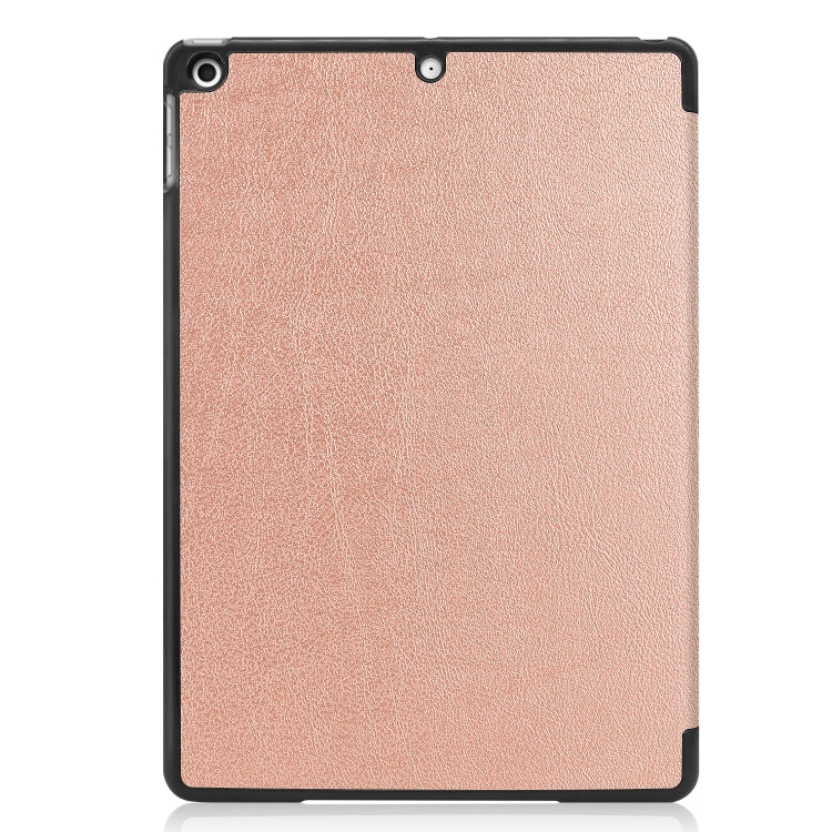 For iPad 10.2 Custer Texture Horizontal Flip Smart PU Leather Case with Sleep / Wake-up Function & Three-folding Holder (Rose Gold) - iPad 10.2 Cases by PMC Jewellery | Online Shopping South Africa | PMC Jewellery