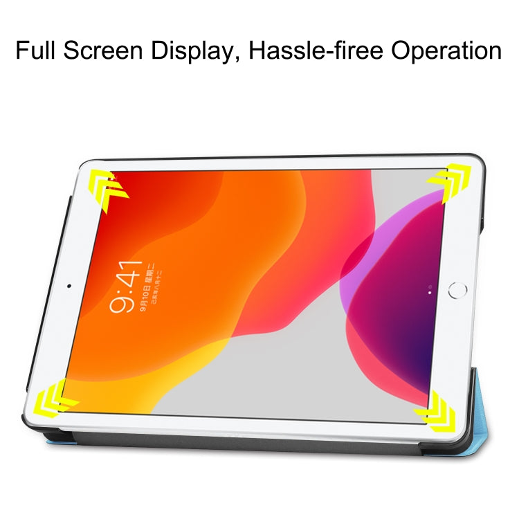 For iPad 10.2 Custer Texture Horizontal Flip Smart PU Leather Case with Sleep / Wake-up Function & Three-folding Holder (Sky Blue) - iPad 10.2 Cases by PMC TechLife | Online Shopping South Africa | PMC TechLife
