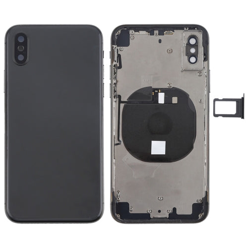 Battery Back Cover Assembly with Side Keys & Wireless Charging Module & Volume Button Flex Cable & Card Tray for iPhone X(Black) - Back Cover by PMC TechLife | Online Shopping South Africa | PMC TechLife