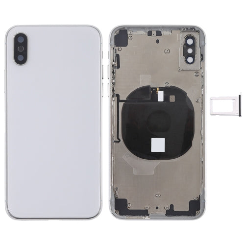 Battery Back Cover Assembly with Side Keys & Wireless Charging Module & Volume Button Flex Cable & Card Tray for iPhone X(White) - Back Cover by PMC TechLife | Online Shopping South Africa | PMC TechLife