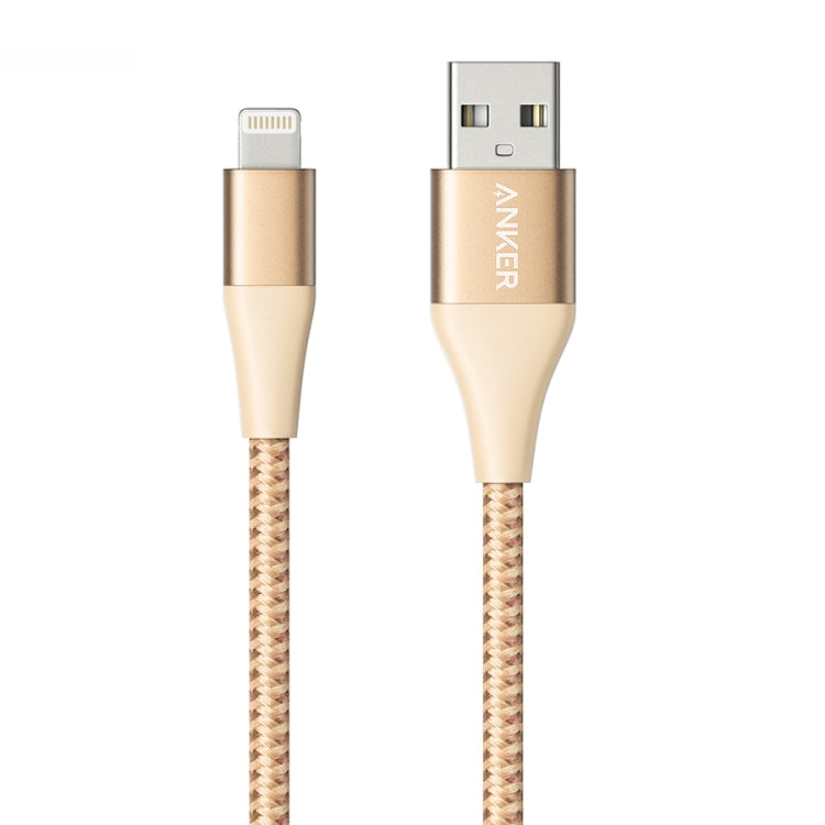 ANKER A8452 Powerline+ II USB to 8 Pin Apple MFI Certificated Nylon Pullable Carts Charging Data Cable, Length: 0.9m(Gold) - MFI Cable by ANKER | Online Shopping South Africa | PMC Jewellery | Buy Now Pay Later Mobicred