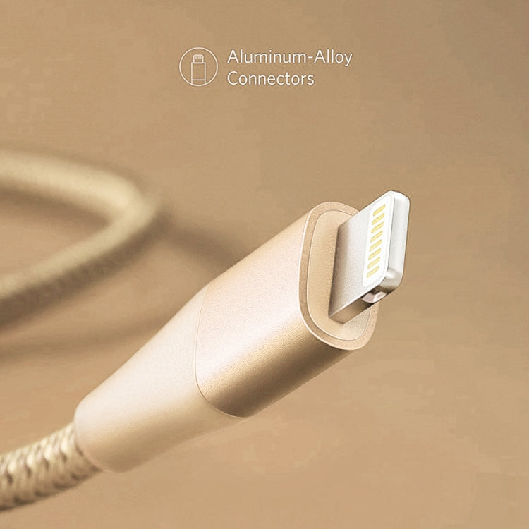 ANKER A8452 Powerline+ II USB to 8 Pin Apple MFI Certificated Nylon Pullable Carts Charging Data Cable, Length: 0.9m(Gold) - MFI Cable by ANKER | Online Shopping South Africa | PMC Jewellery | Buy Now Pay Later Mobicred