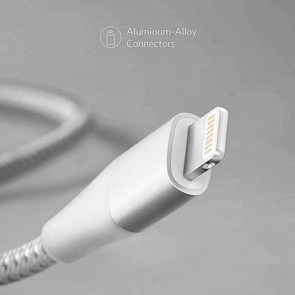 ANKER A8452 Powerline+ II USB to 8 Pin Apple MFI Certificated Nylon Pullable Carts Charging Data Cable, Length: 0.9m(Silver) - MFI Cable by ANKER | Online Shopping South Africa | PMC Jewellery | Buy Now Pay Later Mobicred