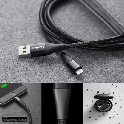 ANKER A8452 Powerline+ II USB to 8 Pin Apple MFI Certificated Nylon Pullable Carts Charging Data Cable, Length: 0.9m(Silver) - MFI Cable by ANKER | Online Shopping South Africa | PMC Jewellery | Buy Now Pay Later Mobicred