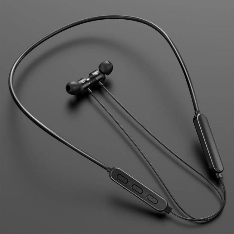 Bluetooth 5.1 Round Wire Neck-mounted Bluetooth Sports Earphone with Magnetic Function(Black) - Neck-mounted Earphone by PMC TechLife | Online Shopping South Africa | PMC TechLife
