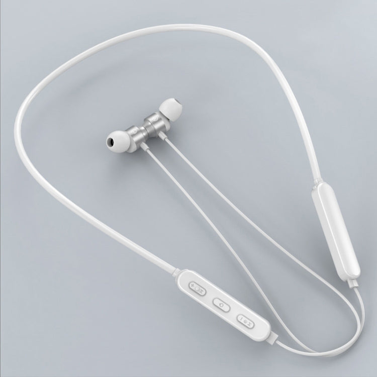 Bluetooth 5.1 Round Wire Neck-mounted Bluetooth Sports Earphone with Magnetic Function(White) - Neck-mounted Earphone by PMC TechLife | Online Shopping South Africa | PMC TechLife