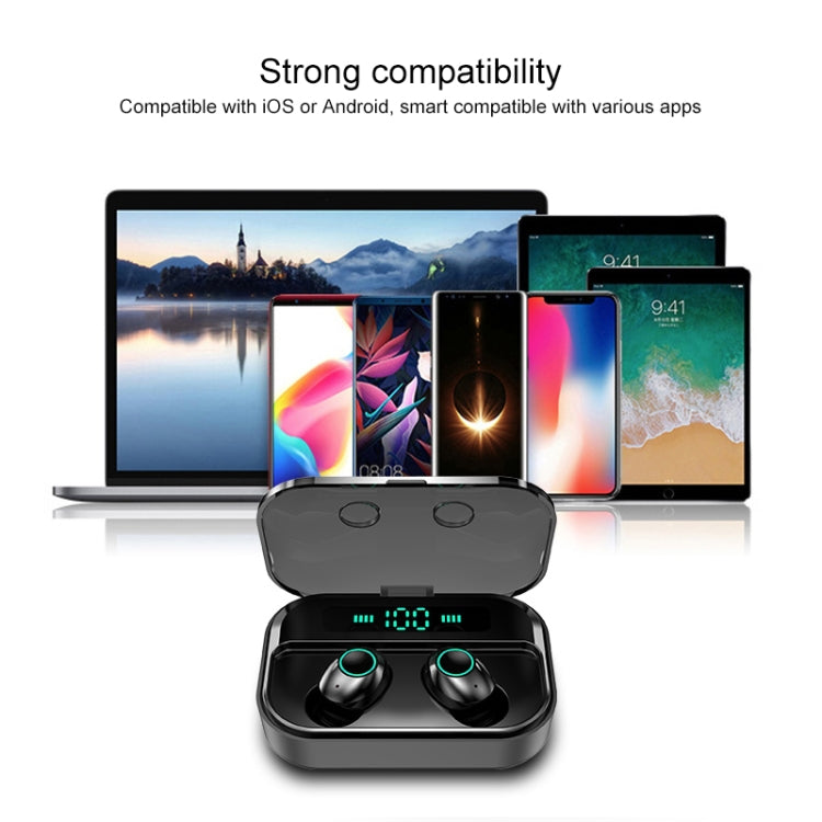 M7 TWS V5.0 Binaural Wireless Stereo Bluetooth Headset with Charging Case and Digital Display(Black) - TWS Earphone by PMC TechLife | Online Shopping South Africa | PMC TechLife