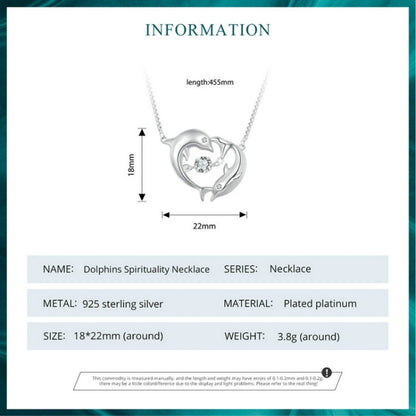 BSN340 Sterling Silver S925 White Gold Plated Zircon Cute Dolphin Necklace - Necklaces & Pendants by PMC Jewellery | Online Shopping South Africa | PMC Jewellery