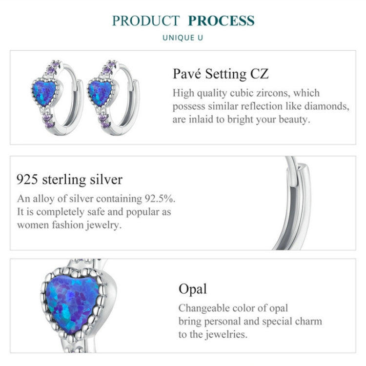 BSE865 S925 Sterling Silver Purple Opal Earrings Heart Shape Versatile Earrings - Rings by PMC Jewellery | Online Shopping South Africa | PMC Jewellery