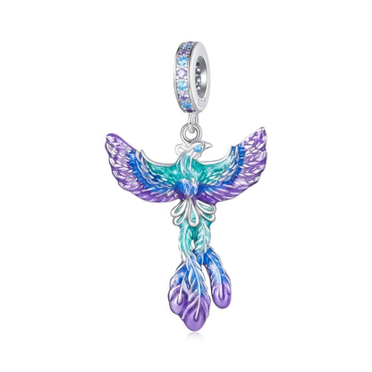 BSC880 S925 Sterling Silver Colorful Gradient Phoenix Pendant Accessories DIY Bracelet Beads - Necklaces & Pendants by PMC Jewellery | Online Shopping South Africa | PMC Jewellery