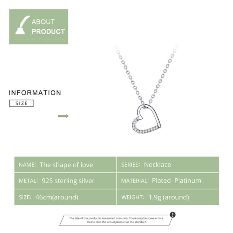 SCN347-B Sterling Silver S925 Zircon Simple Fashion Hollow Heart Shape Necklace(Gold) - Necklaces & Pendants by PMC Jewellery | Online Shopping South Africa | PMC Jewellery