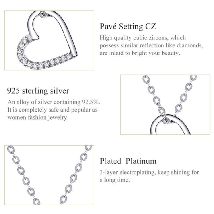 SCN347-C Sterling Silver S925 Zircon Simple Fashion Hollow Heart Shape Necklace(Rose Gold) - Necklaces & Pendants by PMC Jewellery | Online Shopping South Africa | PMC Jewellery