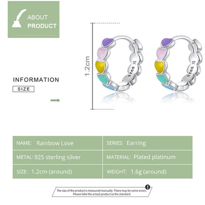 SCE909-B Sterling Silver S925 Rainbow Heart Stud Earrings Drop Oil Jewelry Earrings - Stud Earrings & Earrings by PMC Jewellery | Online Shopping South Africa | PMC Jewellery