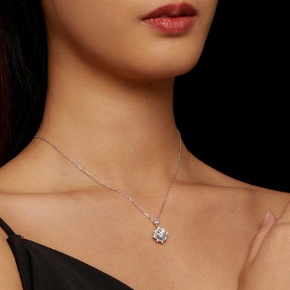 MSN017 Sterling Silver S925 Platinum Plated Zircon Simple Light Luxury Necklace - Necklaces & Pendants by PMC Jewellery | Online Shopping South Africa | PMC Jewellery